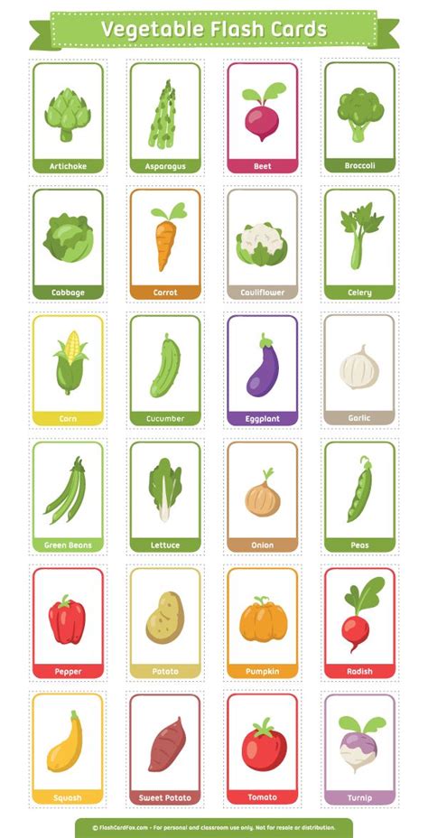 Free printable vegetable flash cards. Download the PDF at http ...