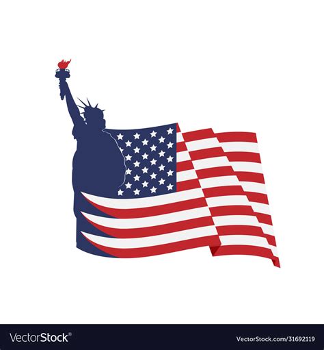 Silhouette liberty logo with usa america flag Vector Image