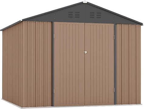 Amazon.com : Zstar 8x8 FT Metal Outdoor Storage Shed, Steel Utility ...