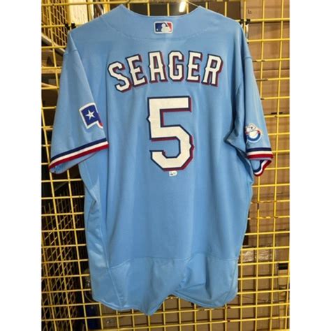 Corey Seager Game-Used Powder Blue Jersey With 50th Anniversary ...