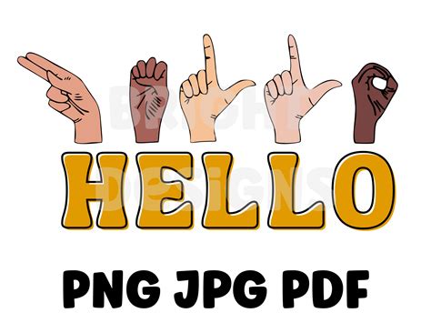 Hello Sign Language Clipart Graphic 300dpi Transparent Png, Pdf and Jpg ...