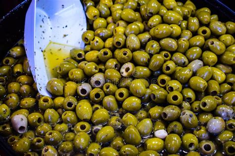 Delicious Green Big Olives on the Medieval Market Stock Image - Image ...