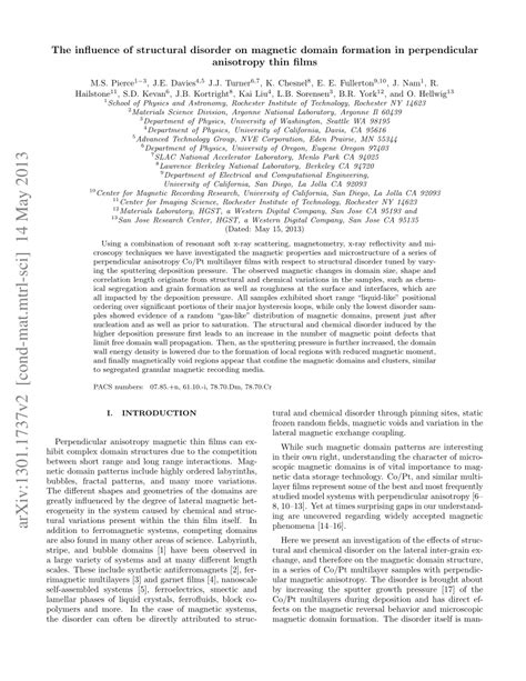 (PDF) Influence of structural disorder on magnetic domain formation in ...