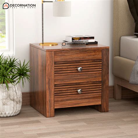 Tay 2 Drawers Storage Side Table - Brown - Decornation