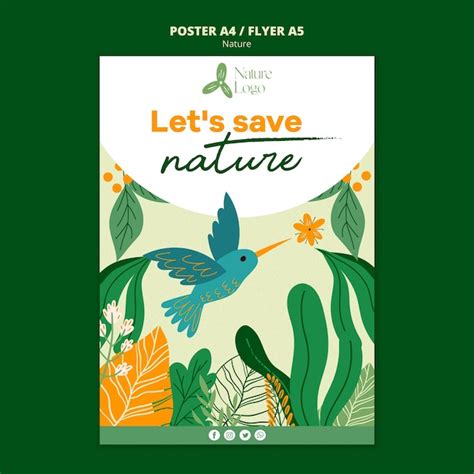 Free PSD | Flat design save nature poster