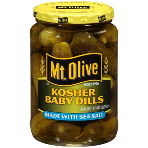 Mt. Olive Kosher Baby Dill Pickles with Sea Salt, 24 fl oz - Pick ‘n Save