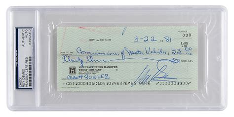 Roy Demeo Signed Check | RR Auction