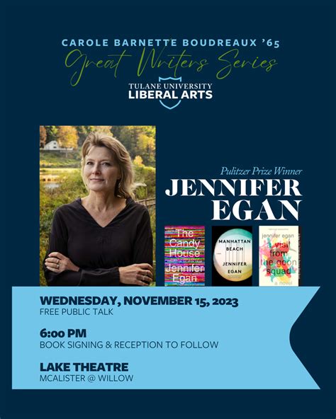 Public Lecture: Jennifer Egan, Pulitzer-Prize Winning Author | New ...