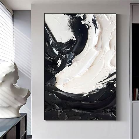 Black And White Abstract Painting, White Abstract Painting, Black ...