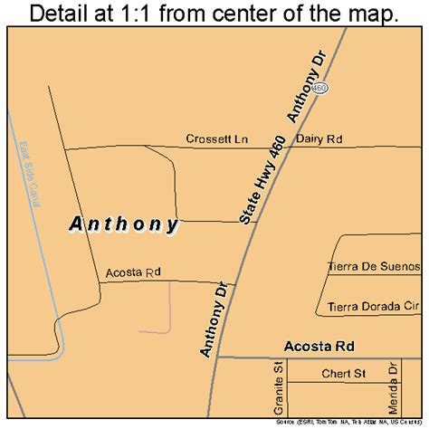 Anthony New Mexico Street Map 3503820