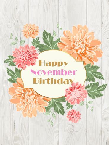 Happy November Birthday Card - Chrysanthemums | Birthday & Greeting ...