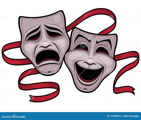 Comedy And Tragedy Theatre Masks Silhouette Icon. Vector Illustration ...