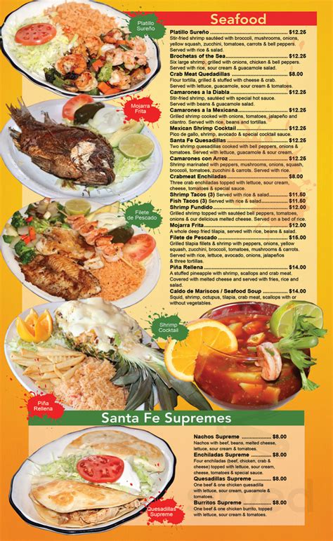 Santa Fe Mexican Grill menu in Greenwood, South Carolina, USA