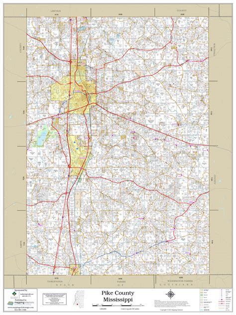 Pike County Mississippi 2022 Wall Map | Mapping Solutions