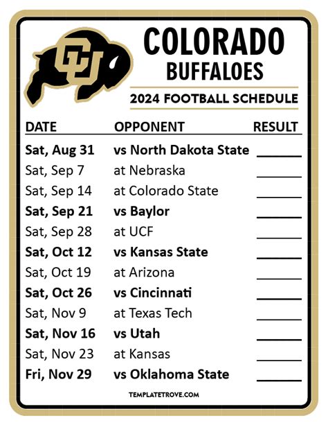 Colorado Buffs Football Schedule 2024 - Alexa Auroora