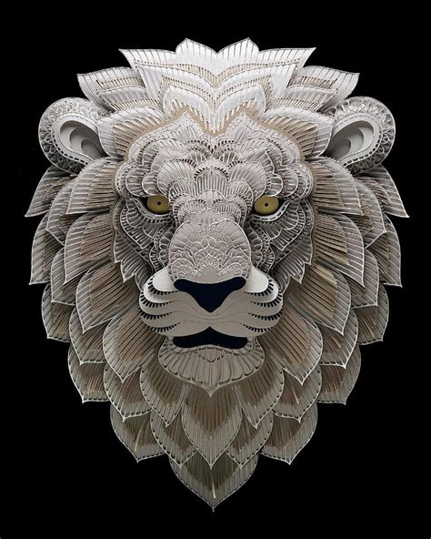 Layered Lion Paper Art Sculpture by Patrick Cabral