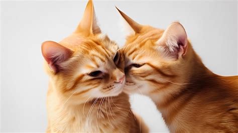 Premium AI Image | Two cats are kissing on a white background