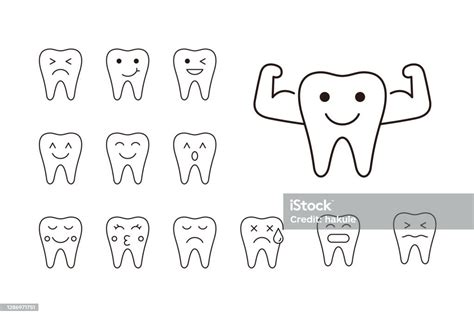 Tooth Emoji Icons Illustration Vector Stock Illustration - Download ...