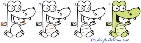 How to Draw Cartoon Crocodile or Alligator from Numbers Easy Step by ...