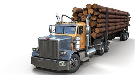 3D model Peterbilt 359 log trailer VR / AR / low-poly | CGTrader