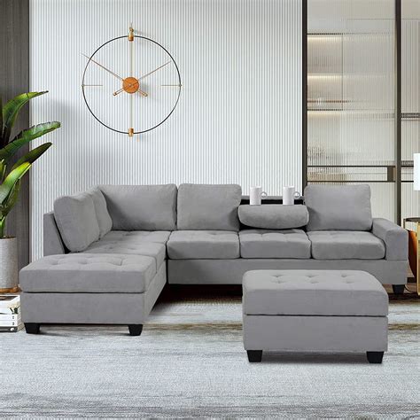 3 Piece Convertible Sectional Sofa Bed With Storage | Baci Living Room