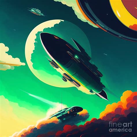 Military aircraft spaceship in space #9 Digital Art by Boon Mee - Fine ...