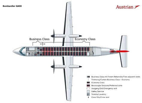 Austrian Airlines Bombardier Dash 8 Q400 Seating Plan | Airlines, Fleet ...