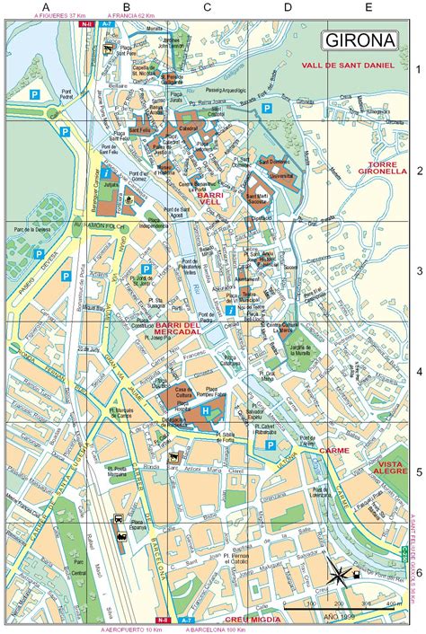 Girona downtown map 1999 - Full size