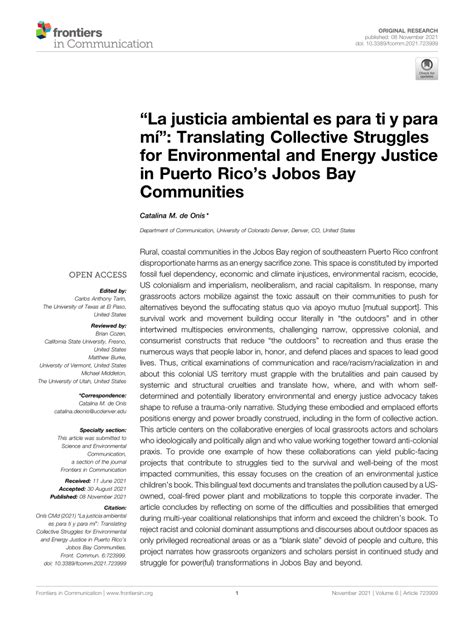 (PDF) “La justicia ambiental es para ti y para mí”: Translating ...