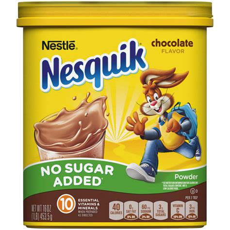 NESQUIK No Sugar Added Chocolate Powder 16 oz. - Walmart.com - Walmart.com