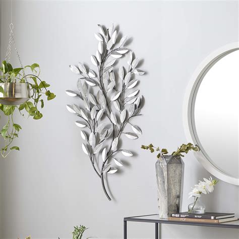 Deco 79 Metal Leaf Wall Decor, 25" x 2" x 44", Silver for sale | Mesa ...