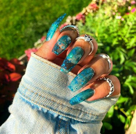 Wedding Acrylic Nails, Blue Acrylic Nails, Matte Nails, Blue Nails ...