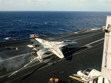 F-14A takes the barrier aboard USS Kitty Hawk CV-63 June 1984 ...