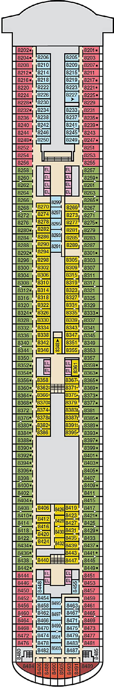 Carnival Venezia Deck 8 - Activities & Deck Plan Layout