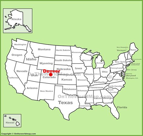 Denver location on the U.S. Map - Ontheworldmap.com