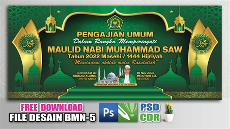 Desain Spanduk Maulid Nabi Muhammad SAW 1444 H || #backdrop Pengajian ...