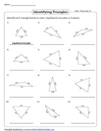 Classifying Triangles based on Sides and Angles Worksheets