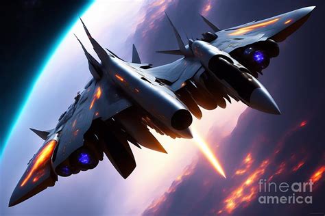 Military aircraft spaceship in space Digital Art by Boon Mee - Fine Art ...