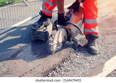 Groundworker Cutting Road Petrol Saw Stock Photo 2169679493 | Shutterstock