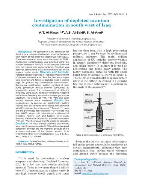 (PDF) Investigation of depleted uranium contamination in south west of Iraq