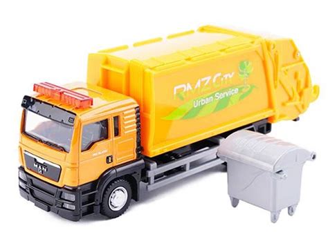 Diecast MAN Garbage Truck Toy Orange 1:64 Scale [VB1A429]