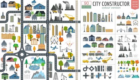 City map generator. City map example. Elements for creating your ...