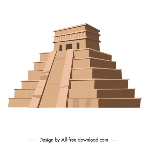 Chichen itza architecture icon 3d sketch Vectors graphic art designs in ...