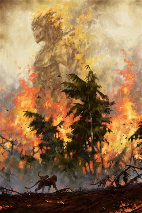 The fire demon of the rainforests, Jakub Rozalski, Digital, 2019 : r/Art