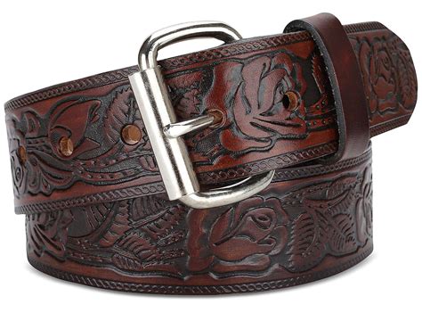 Buy Men's Top Grain Western leather Belt, easy to change Roller buckle ...