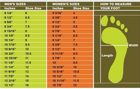 Sock Shoe Size Chart