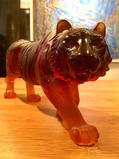 Manufacture Daum France, Sculpture in Crystal Paste, Amber Tiger, 2018 ...