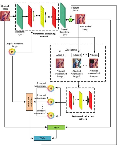 Architecture of the proposed Deep Fusion CNN-ECOA watermarking scheme ...