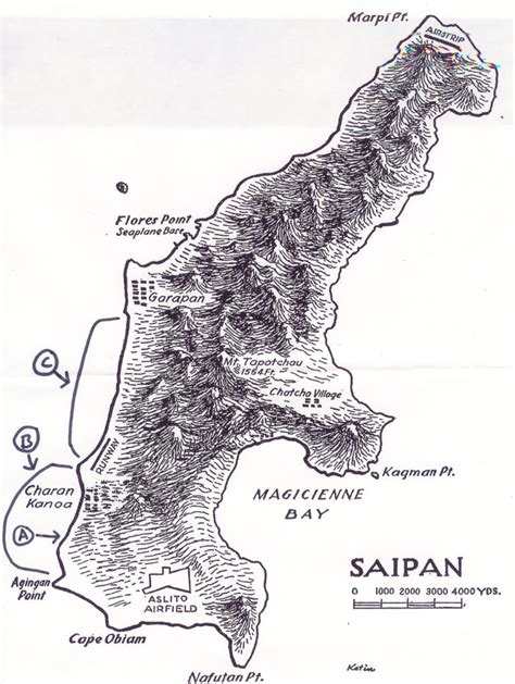 Saipan Map – Marked | Battle of Saipan