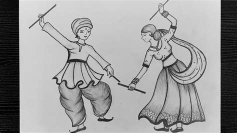 How To Draw Garba Dance Drawing Easy // Garba Drawing For Navratri ...